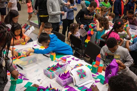 2019 festival attendees at activity tables
