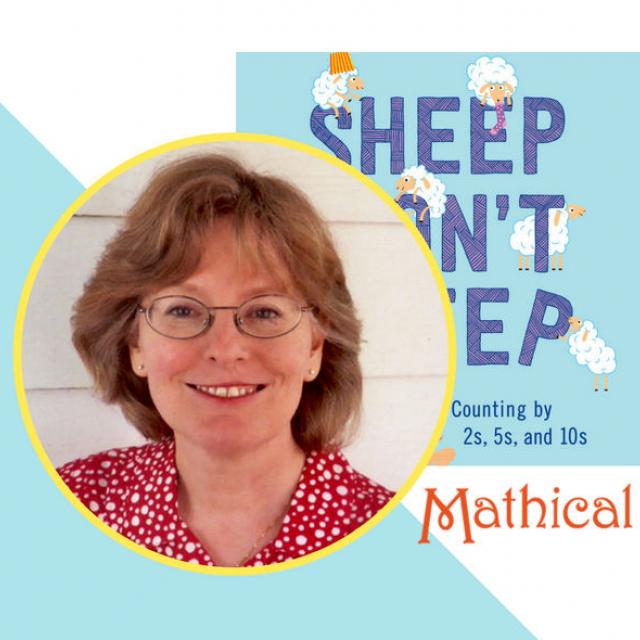 Judy Cox and book cover for "Sheep Won't Sleep"