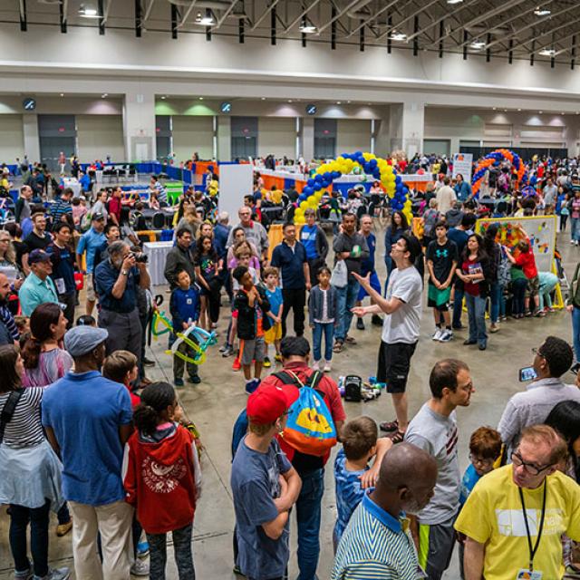 2019 festival attendees lining up in the convention center